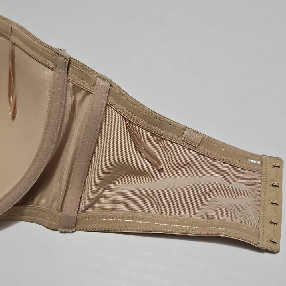 Strapless Underwire Padded Elegant Bone In Sides Tan Bra Size 38DD